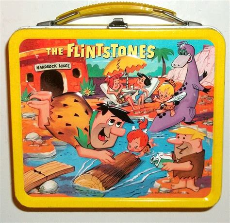 vintage flintstobe metal lunch box|Flintstones Lunch Box for sale .